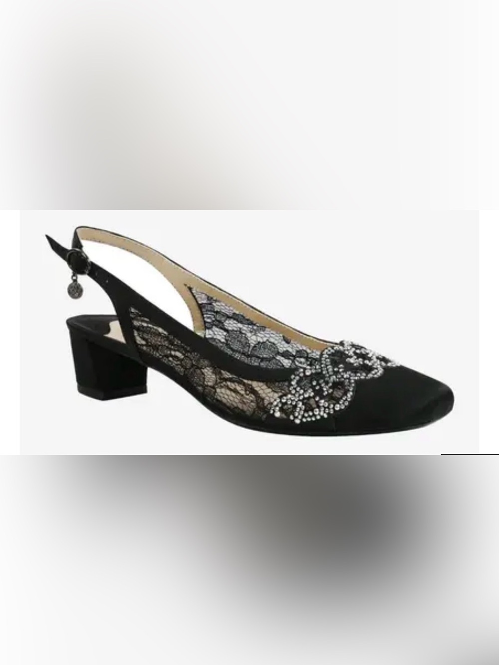 J. Renee Faleece Black Lace/Satin Slingback Pumps ~ Women’s 11ww